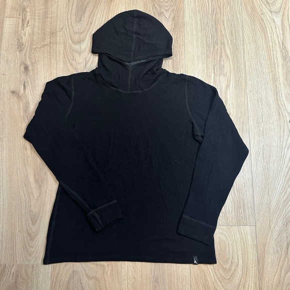 Duckworth Hoodie M Black Base Layer Ramboullet Merino Wool Women USA Made - Picture 1 of 6